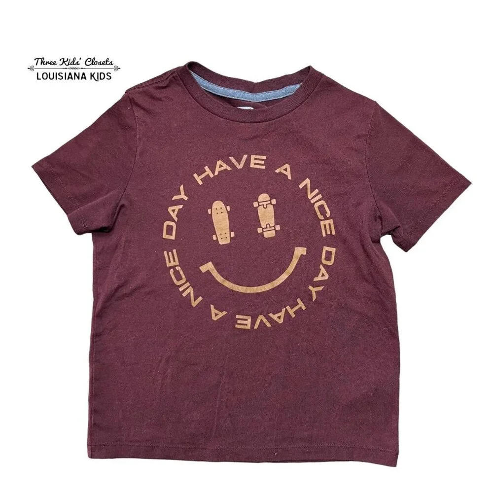 Old Navy S (6-7) Skateboard Smiley Face Have A Nice Day Shirt